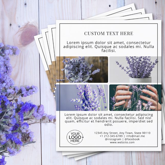 Flyer Mínima Adicione a sua Promoção de Colagem de Fotog (Minimalist Add Your Logo Photo Collage Promo Flyer)