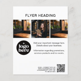 Flyer Minimal Custom Photo Logo QR Code Restaurant