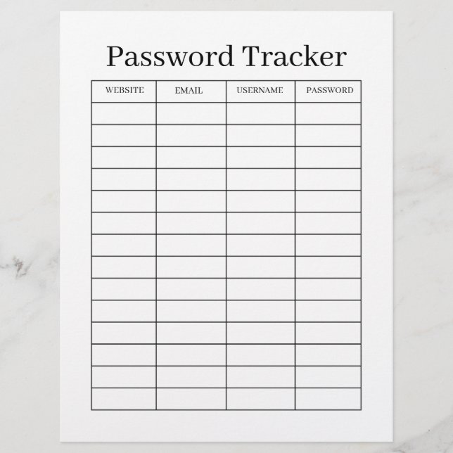 Flyer Minimalist Password Tracker  (Frente)