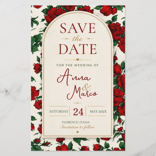 Flyer Minimalist Red Rose Elegant Floral Classic Rose (Frente)