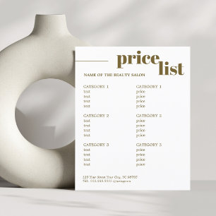 Flyer Minimalista Antigo Dourado Branco Salão de Beleza 