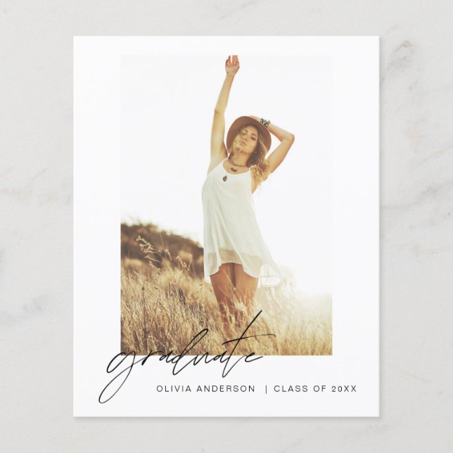 Flyer Mínimo de Foto de Anúncio de Graduação de Orçament (Frente)