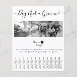 Flyer Mínimo de logotipo de adição de preto e cão branco