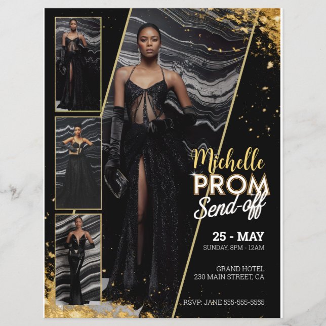 Flyer Moda Glamorosa de Foto SEND-OFF do BAILE DE FORMAT (Frente)