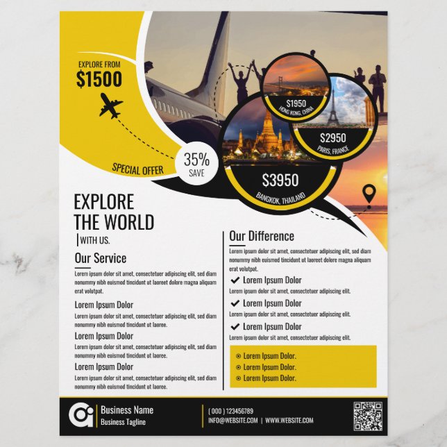 Flyer Modelo Amarelo viagem (Frente)