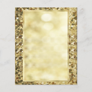 Flyer Modelo de Bokeh Dourado com Lantejoulas Vintage