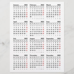 Flyer modelo de calendário 2022