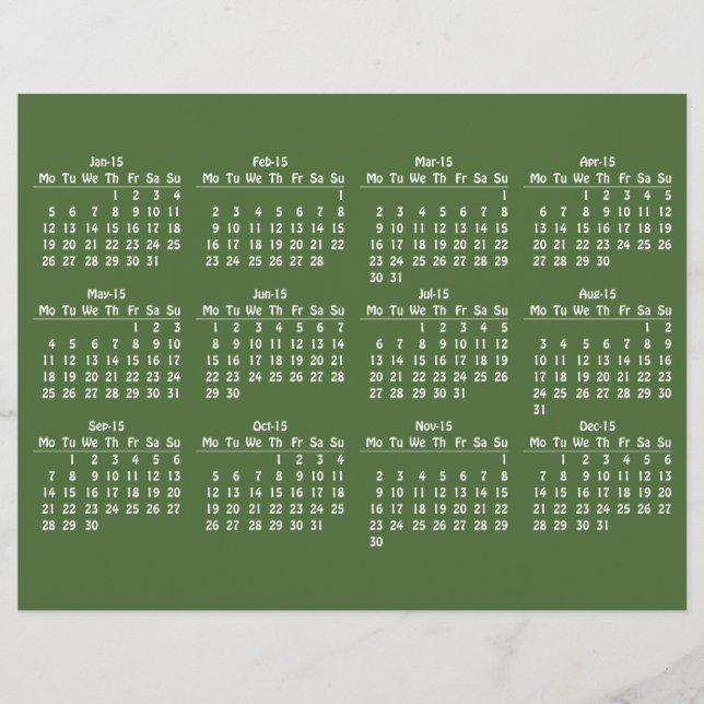 Flyer modelo de calendário de 2015 (Frente)