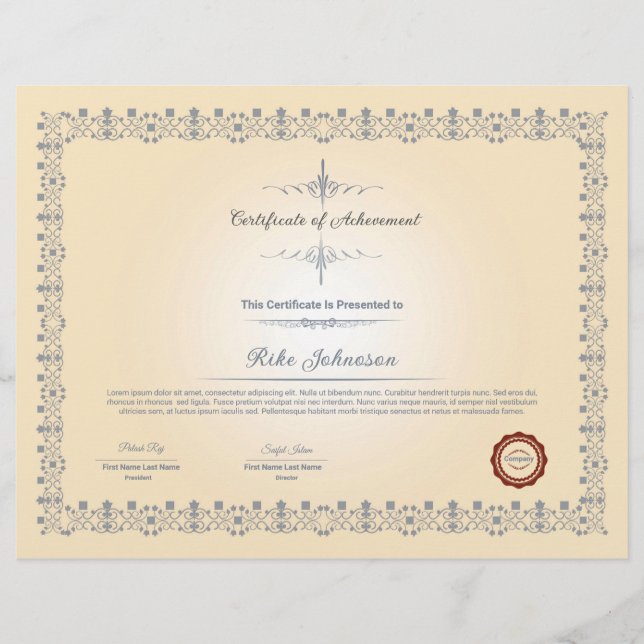 Flyer Modelo de certificado (Frente)