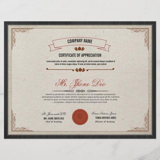 Flyer Modelo de certificado (Frente)