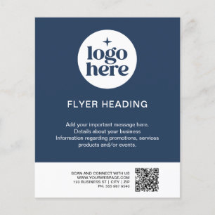 Flyer Modelo de Código QR de Negócios Azul Moderno Perso