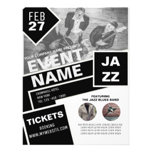 Flyer MODELO de entretenimento do EVENT - branco preto