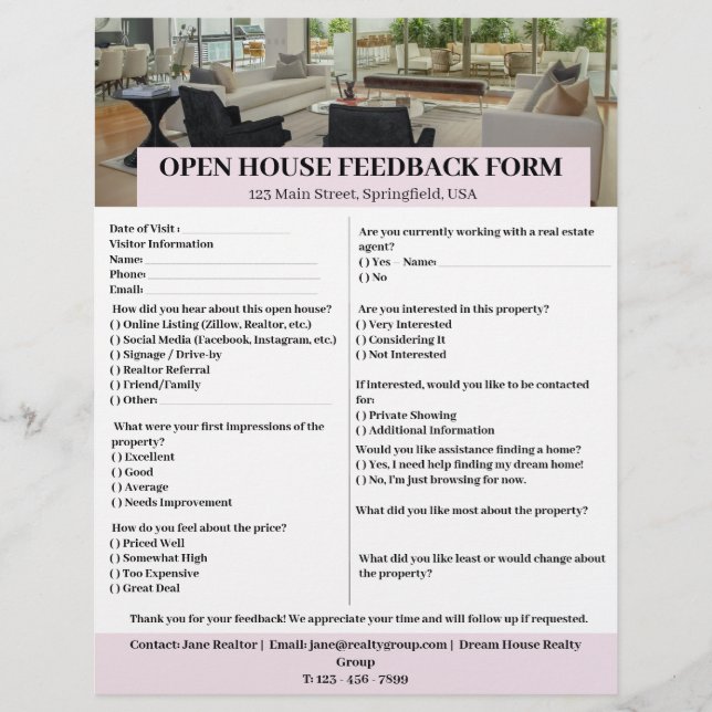 Flyer Modelo de Formulário de Feedback de Casa Aberta de (Frente)