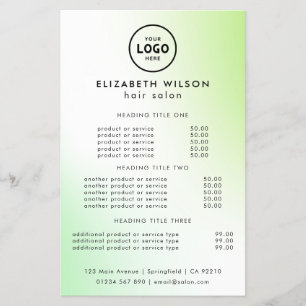 Flyer Modelo de Lista de Preços de Salão de Luxo Moderno