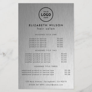 Flyer Modelo de Lista de Preços de Salão de Luxo Moderno