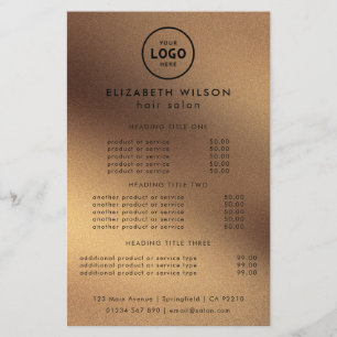 Flyer Modelo de Lista de Preços de Salão de Luxo Moderno