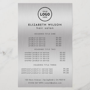 Flyer Modelo de Lista de Preços de Salão de Luxo Moderno