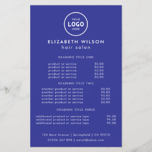 Flyer Modelo de Lista de Preços de Salão de Luxo Moderno