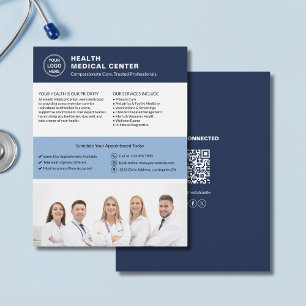 Flyer Modelo de Logo de Clínica de Saúde Moderna em QR p