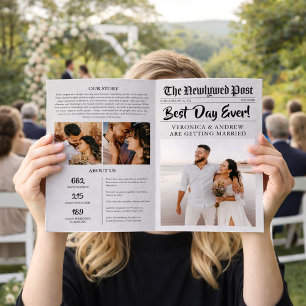 Flyer Modelo de Programa de Casamento em Jornal Dobrável
