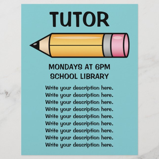 Flyer Modelo de Tutor de Lápis de Desenho Animado Amarel (Frente)
