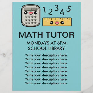 Flyer Modelo de Tutor de Matemática com Calculadora e Ré