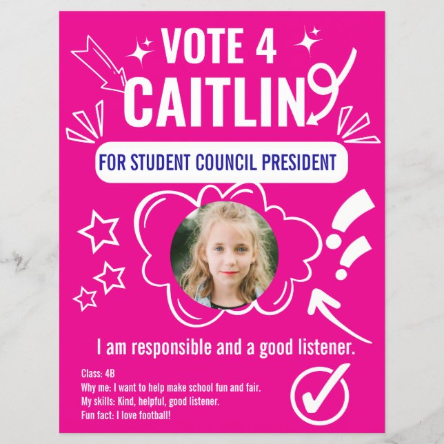 Flyer Modelo de votação do Conselho Escolar para Criança (Frente)
