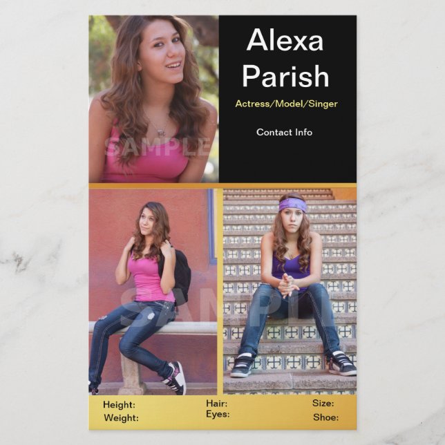 Flyer Modelo/Modelo de Ator de Placa Comp com Captura de (Frente)