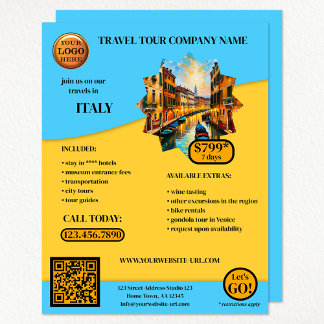 Flyer Modelo Viagem azul-turquesa
