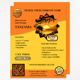 Flyer Modelo Viagem Safari Laranja