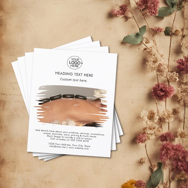 Flyer Modern Adicionar sua tipografia de logotipo Branco (Modern Add Your Logo Typography Photo White Flyer)