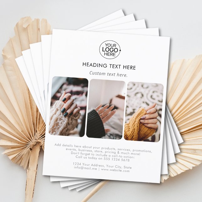 Flyer Modern Adicionar sua tipografia de logotipo White (Modern Add Your Logo Typography Photo Grid White Flyer)