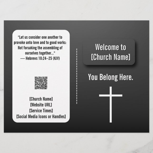 Flyer Modern Black Gradient Church Bulletin  (Frente)