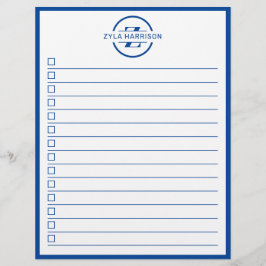 Flyer Modern Blue Monogram Name To Do List