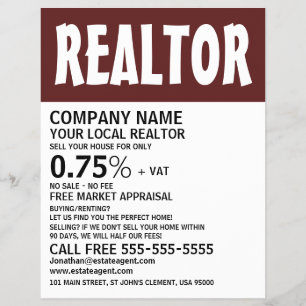 Flyer Modern Bold, Realtor, Publicidade de Agentes Estad