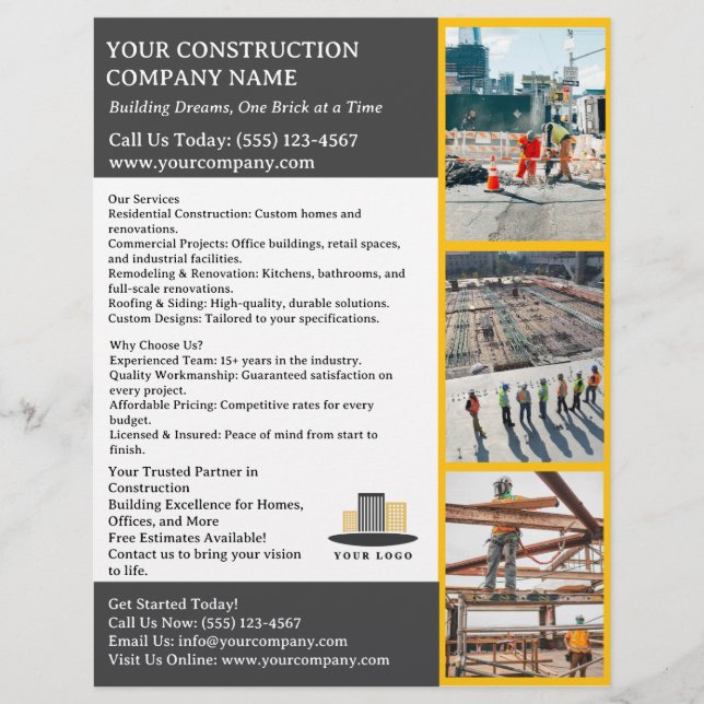 Flyer Modern Builder or Construction Company (Frente)