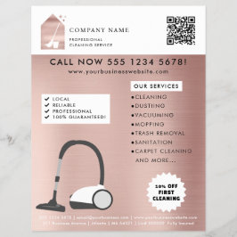 Flyer Modern Cleaning Cleaner Service Logo Rose Gold