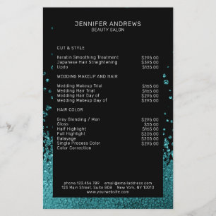 Flyer Modern Glitter Drop Mint Schwarz
