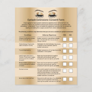 Flyer Modern Gold Eyelash Extensions Liability Waiver