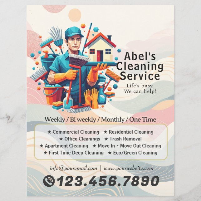 Flyer Modern House Cleaning Maid Service Housekeeping (Frente)