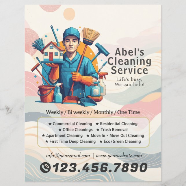 Flyer Modern House Cleaning Maid Service Housekeeping (Frente)