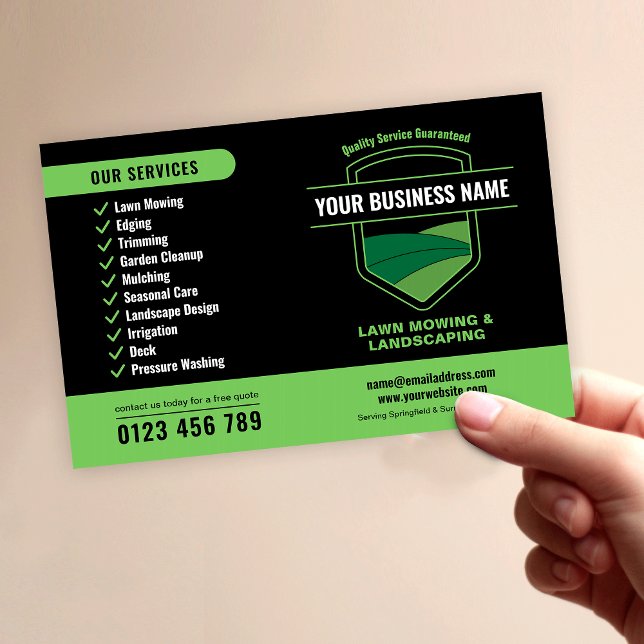 Flyer Modern Landscaping Lawn Mowing Marketing (Modern Landscaping Lawn Mowing Marketing Flyer in Black and Green)