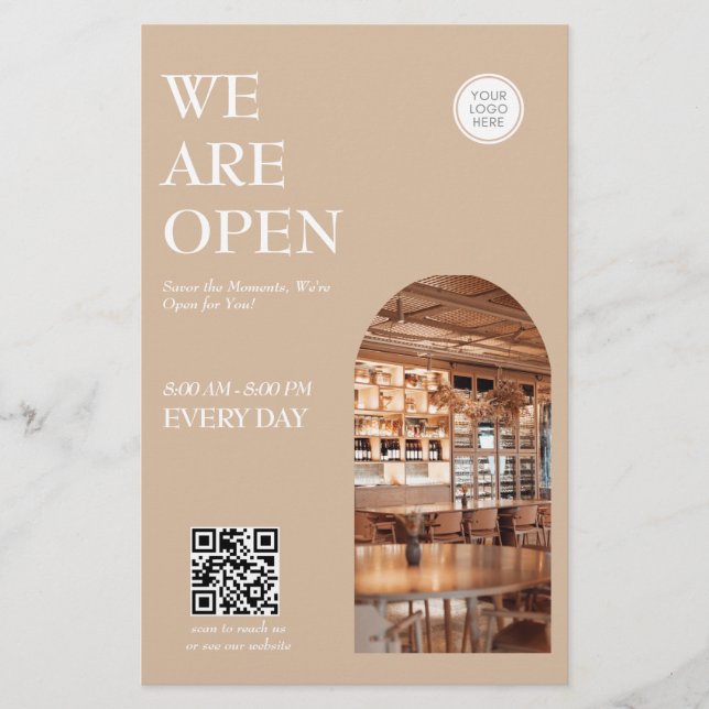 Flyer Modern Opening business Arched Photo Prices (Frente)