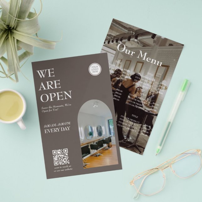 Flyer Modern Opening business Arched Photo Prices (Criador carregado)