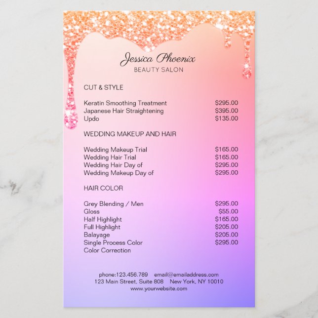 Flyer Moderner Glamour Regenbogen Glitzer sinkt (Frente)