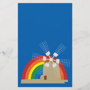 Flyer Moinho de vento em fundo arco-íris