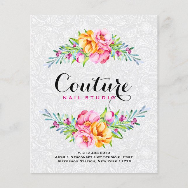 Flyer Moldura de Buquê Floral Colorida (Verso)