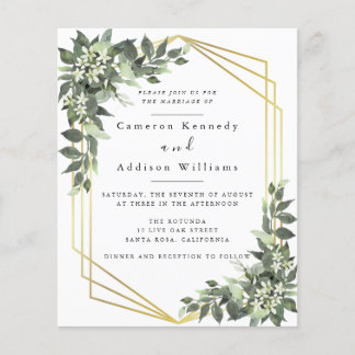 Flyer Moldura Geométrica Dourada de Eucalyptus Verde