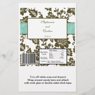 Flyer Molhador de Casamento tema damasco Floral Castanho