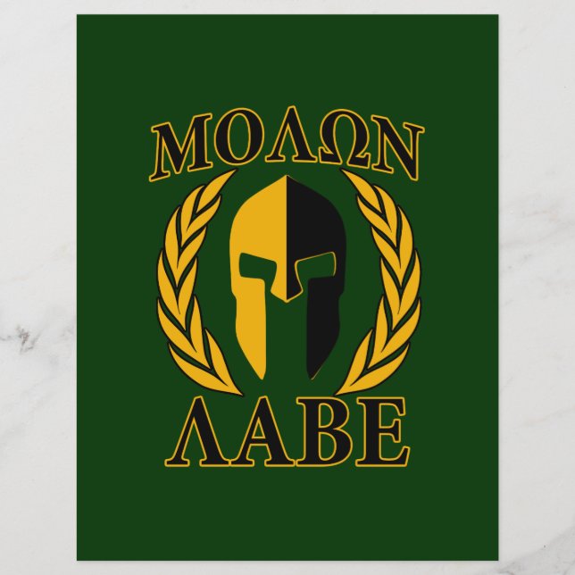 Flyer Molon Labe Spartan Laurels Forest Decor Verde (Frente)